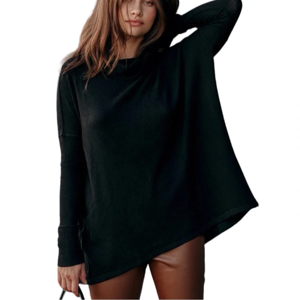 Free People Juicy Long Sleeve Cowl Neck Top Women Color Black Size M